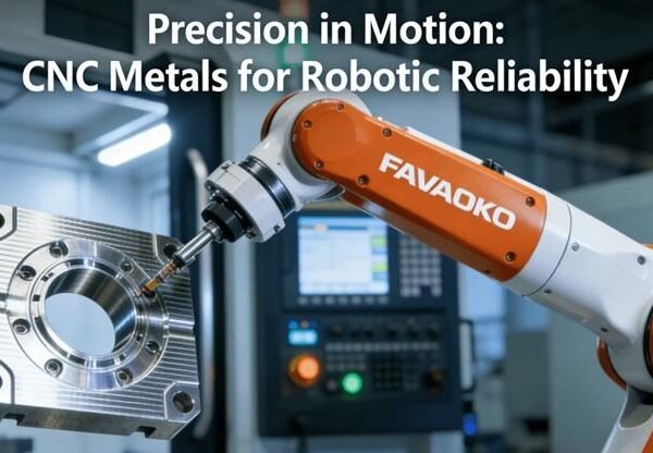 Industrial robot arm handling a precision CNC machined aluminum aircraft component in an advanced manufacturing facility